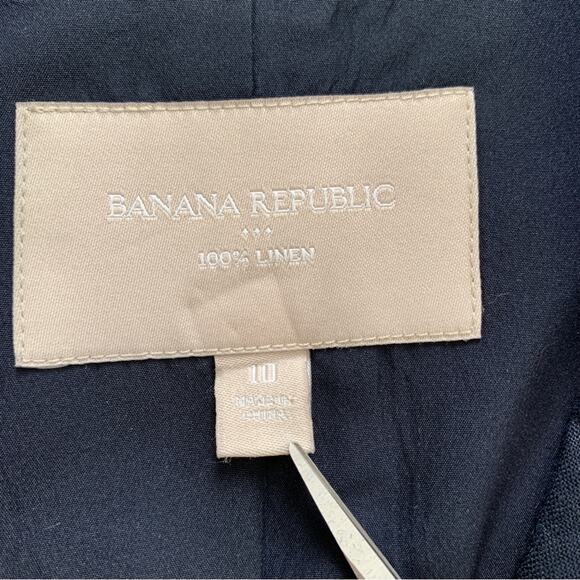 Banana Republic Factory Blazer Jacket Navy Blue Linen Lightweight Career Size 10 - Picture 2 of 12